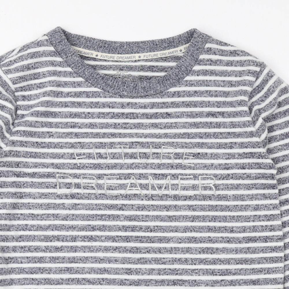 Love to Lounge Womens Blue Round Neck Striped Polyester Pullover Jumper Size XS - Future Dreamer