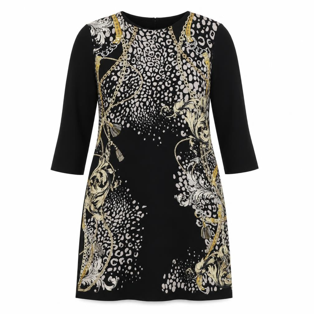 Zara Womens Black Geometric Polyester A-Line Size M Round Neck Pullover