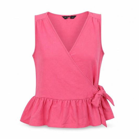 F&F Womens Pink Polyester Basic Blouse Size 8 V-Neck - Tie String