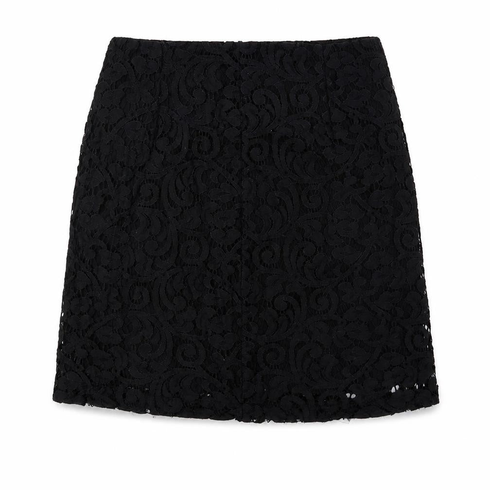 Mango Womens Black Geometric Polyester Mini Skirt Size 4 Zip