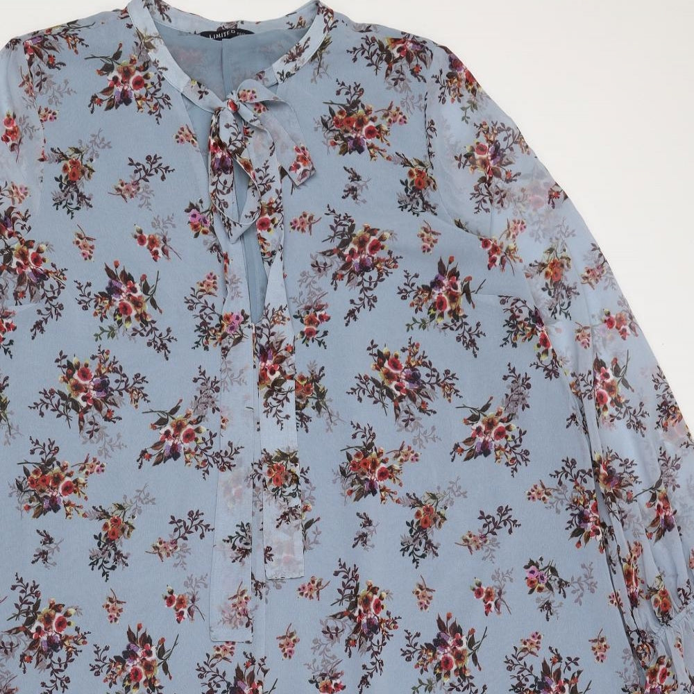 Limited Edition Womens Blue Floral Polyester A-Line Size 10 Round Neck Tie