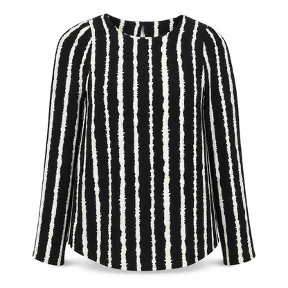 Marks & Spencer Womens Black Geometric Viscose Basic Blouse Size 8 Round Neck