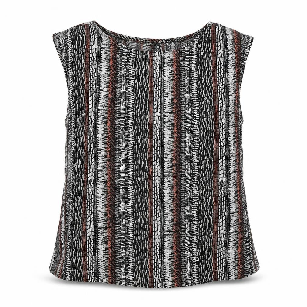 M&Co Womens Black Geometric Viscose Basic Blouse Size 12 Round Neck