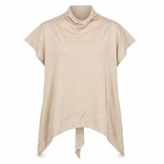 H&M Womens Beige Viscose Tunic Blouse Size XS High Neck