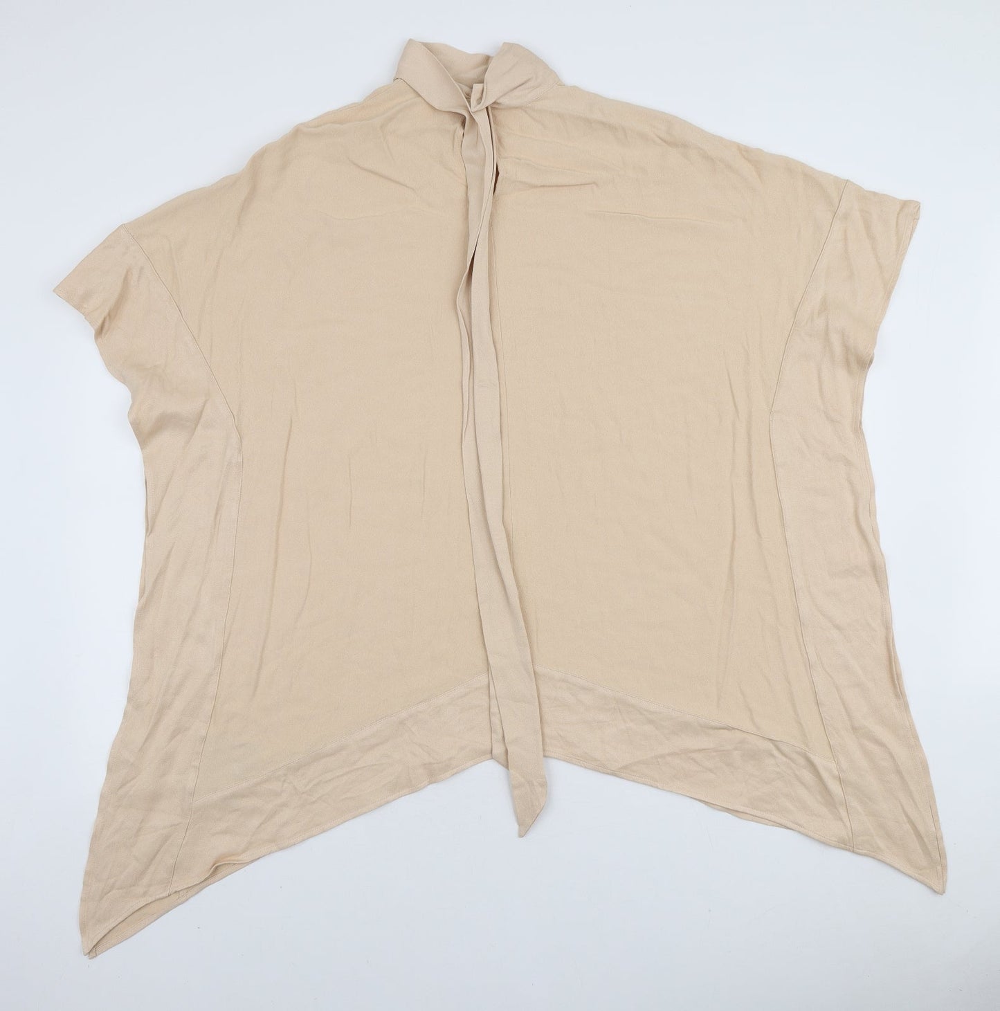 H&M Womens Beige Viscose Tunic Blouse Size XS High Neck