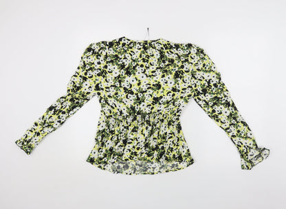 Marks & Spencer Womens Multicoloured Floral Viscose Basic Button-Up Size 6 Round Neck