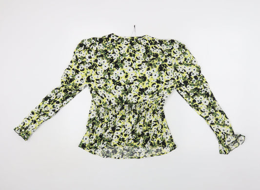 Marks and Spencer Womens Multicoloured Floral Viscose Basic Button-Up Size 6 Round Neck