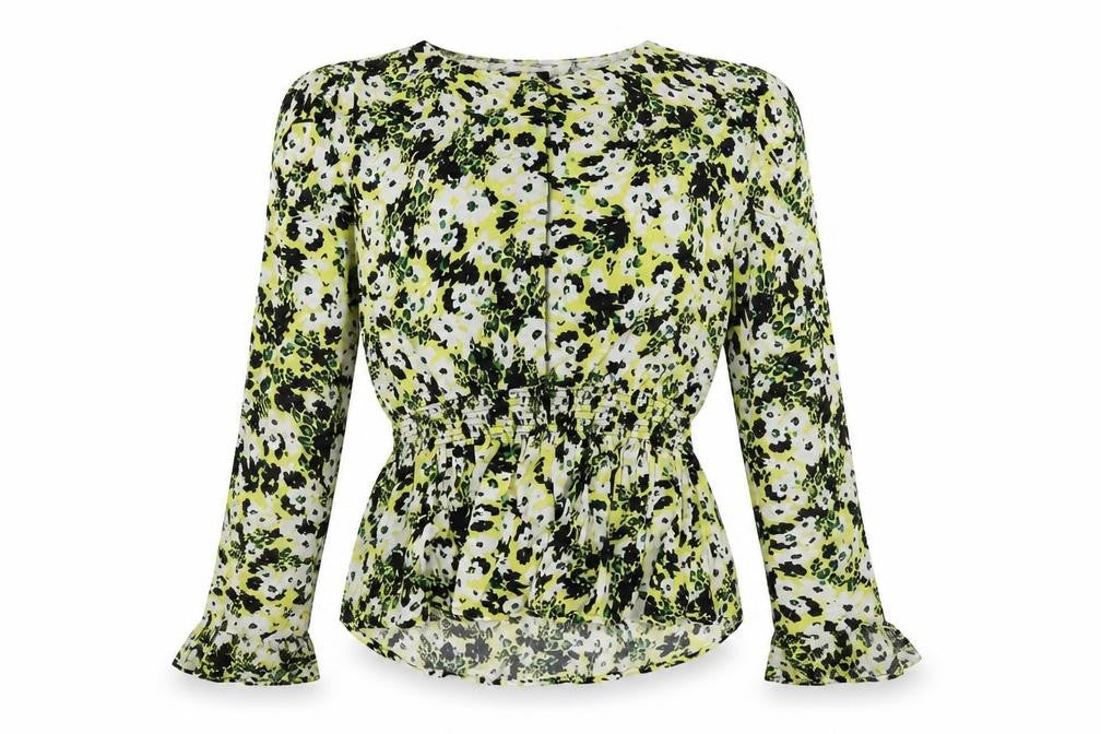 Marks & Spencer Womens Multicoloured Floral Viscose Basic Button-Up Size 6 Round Neck