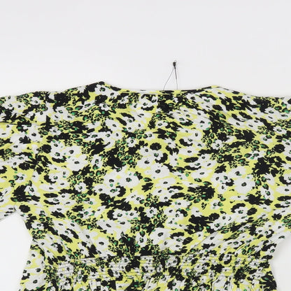 Marks & Spencer Womens Multicoloured Floral Viscose Basic Button-Up Size 6 Round Neck