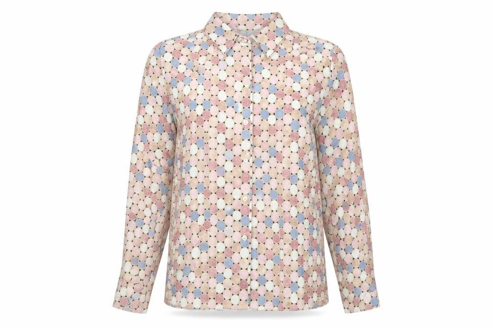 Finnkarelia Womens Multicoloured Geometric Polyester Basic Button-Up Size 8 Collared