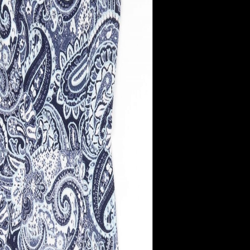 H&M Womens Blue Paisley Polyester A-Line Size XS Round Neck Zip - Lace Trim