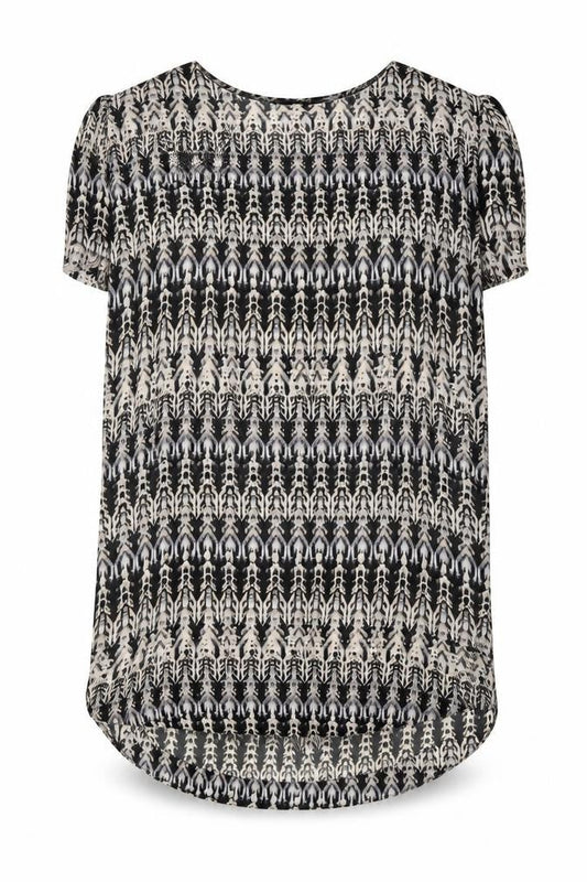H&M Womens Black Geometric Polyester Shift Size 10 Scoop Neck Pullover