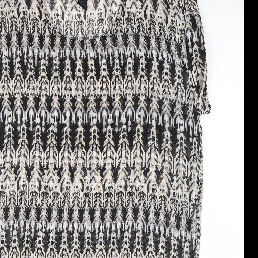 H&M Womens Black Geometric Polyester Shift Size 10 Scoop Neck Pullover