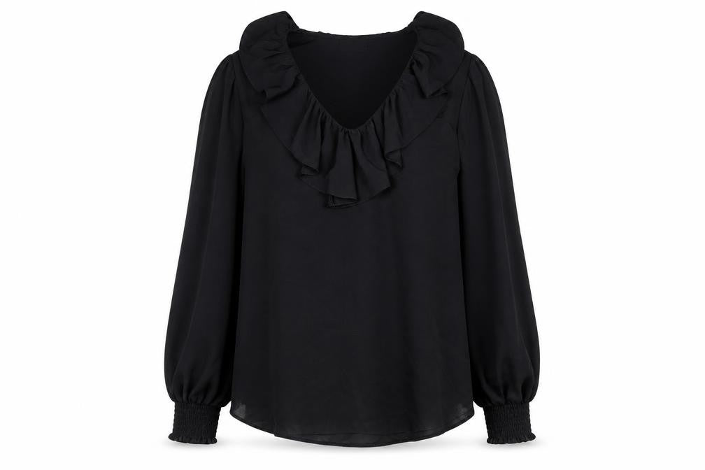 Wallis Womens Black Polyester Basic Blouse Size 8 V-Neck