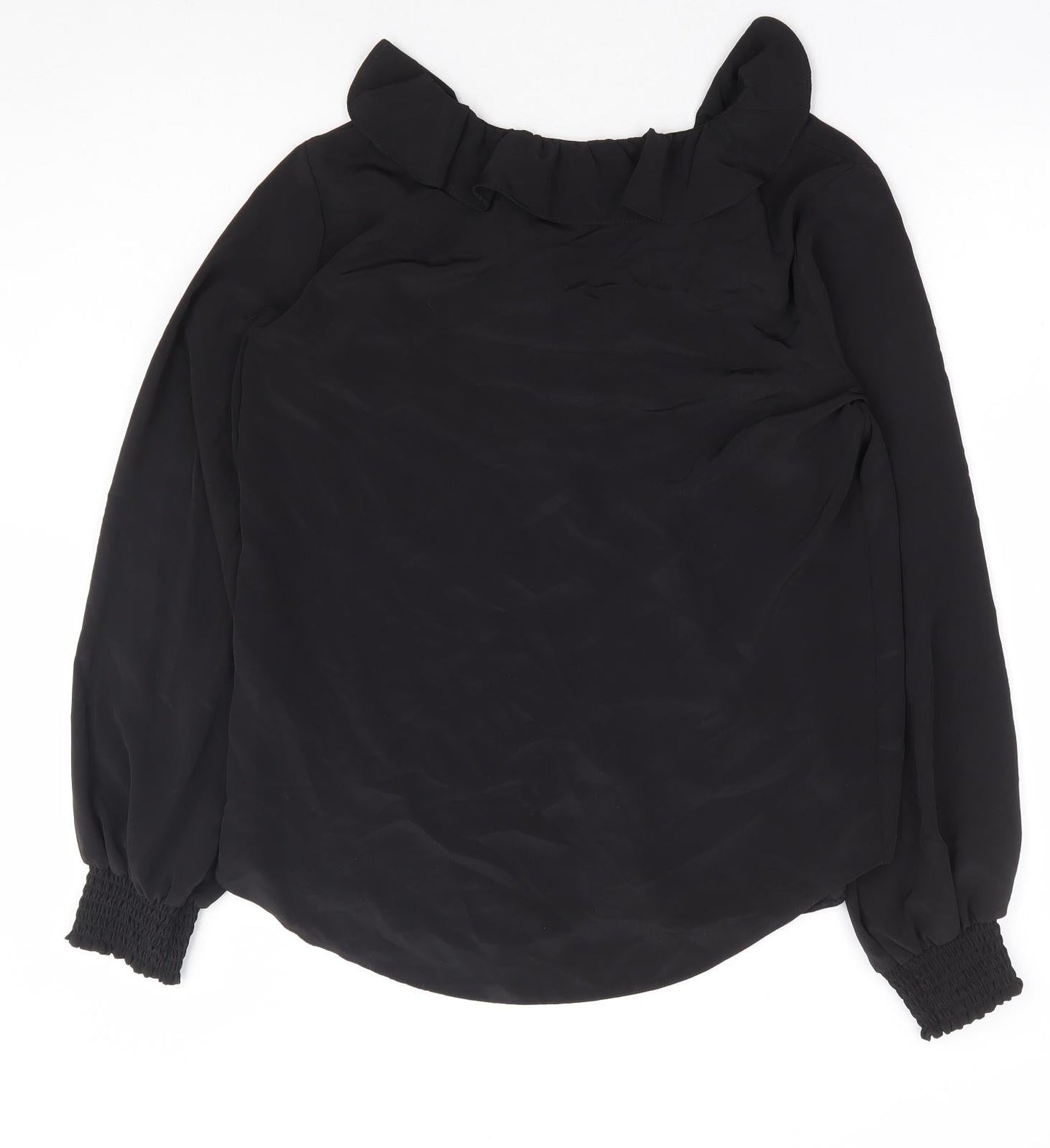 Wallis Womens Black Polyester Basic Blouse Size 8 V-Neck