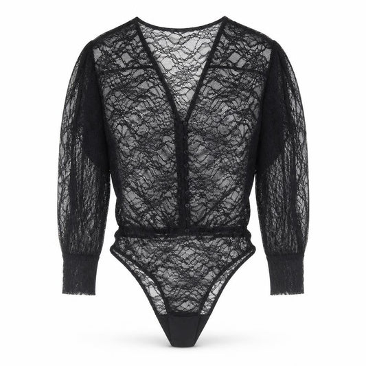 Zara Womens Black Floral Polyester Bodysuit One-Piece Size XS Button