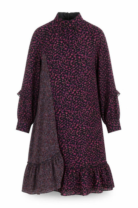 Juicy Judy Womens Purple Animal Print Polyester A-Line Size 4 Mock Neck Zip - Print Clash
