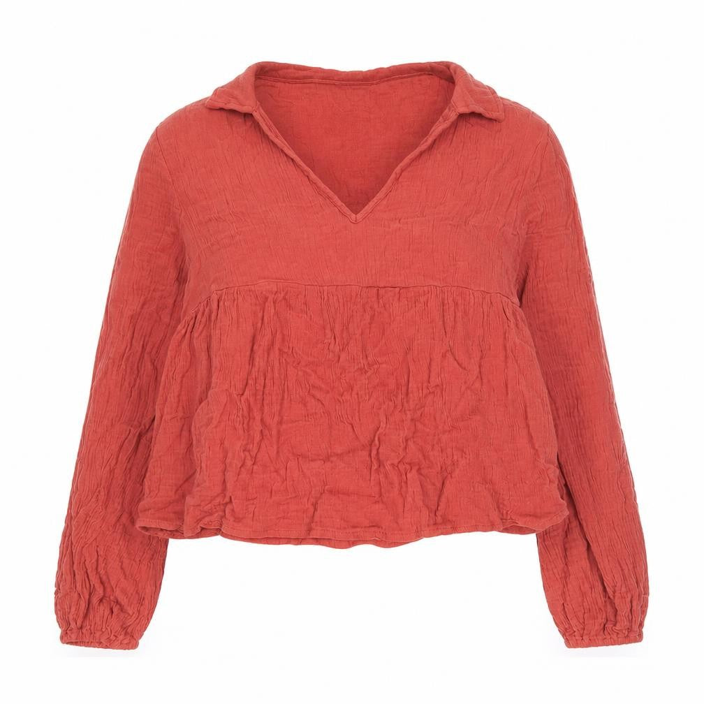 SheIn Womens Orange 100% Cotton Basic Blouse Size XS Collared