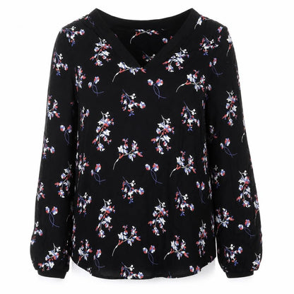 Autograph Womens Black Floral Viscose Basic Blouse Size 8 V-Neck