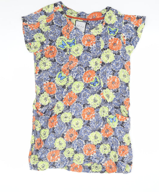 Mistral Womens Multicoloured Floral Viscose Shift Size 14 V-Neck Pullover - Butterfly