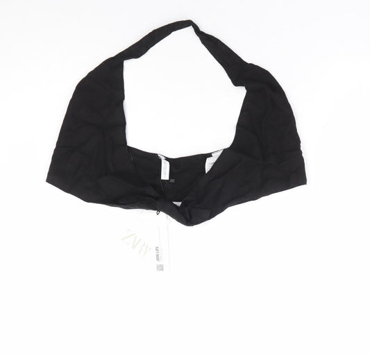 Zara Womens Black Linen Cropped Tank Size S Halter - Bralette