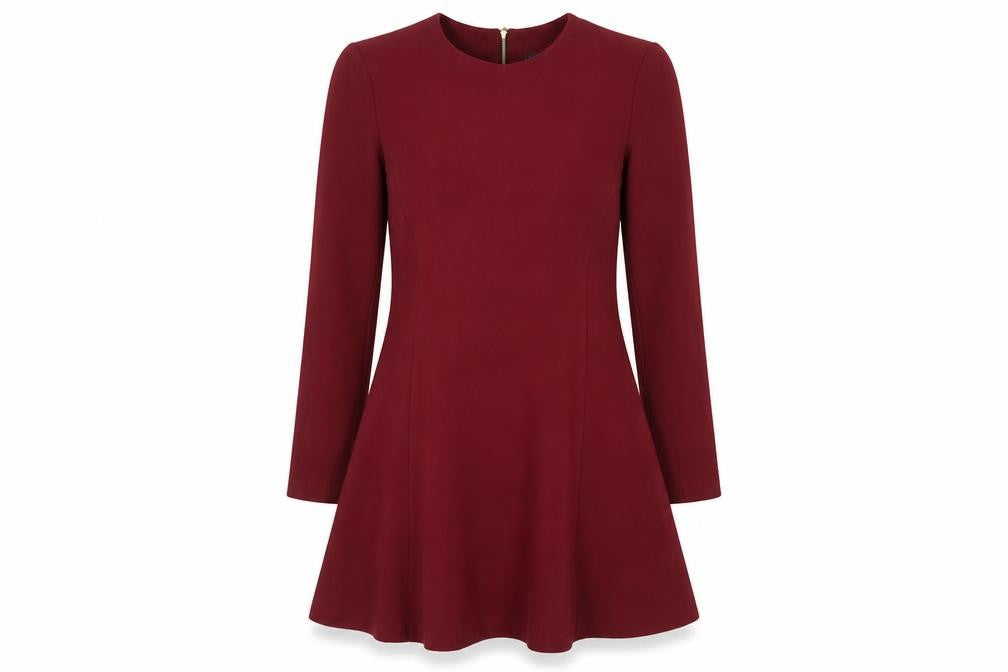 Primark Womens Red Polyester A-Line Size 8 Round Neck Zip