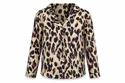 Preworn Womens Brown Animal Print Polyester Basic Button-Up Size M Collared - Leopard Print