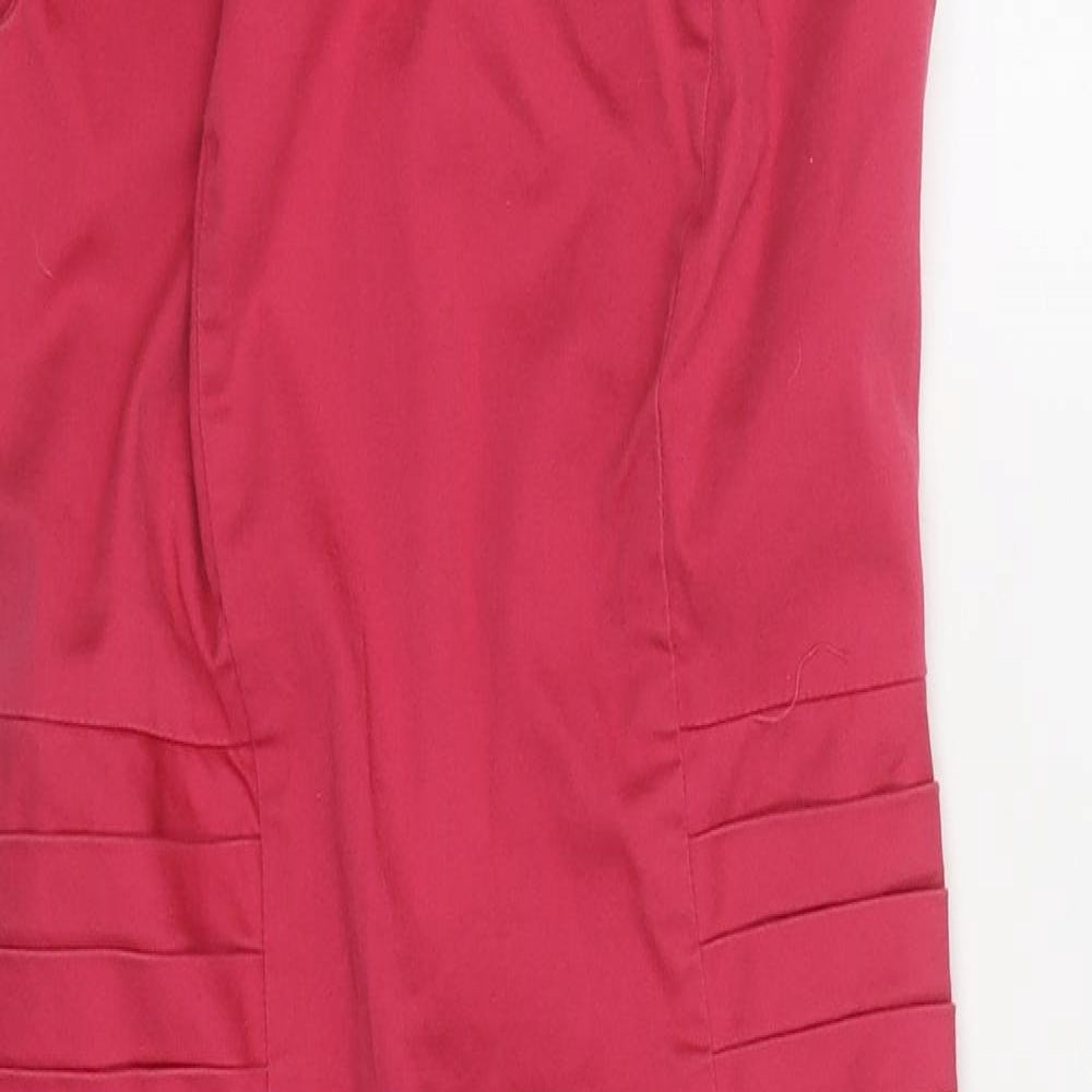 Warehouse Womens Pink Polyester Pencil Dress Size 10 Round Neck Zip