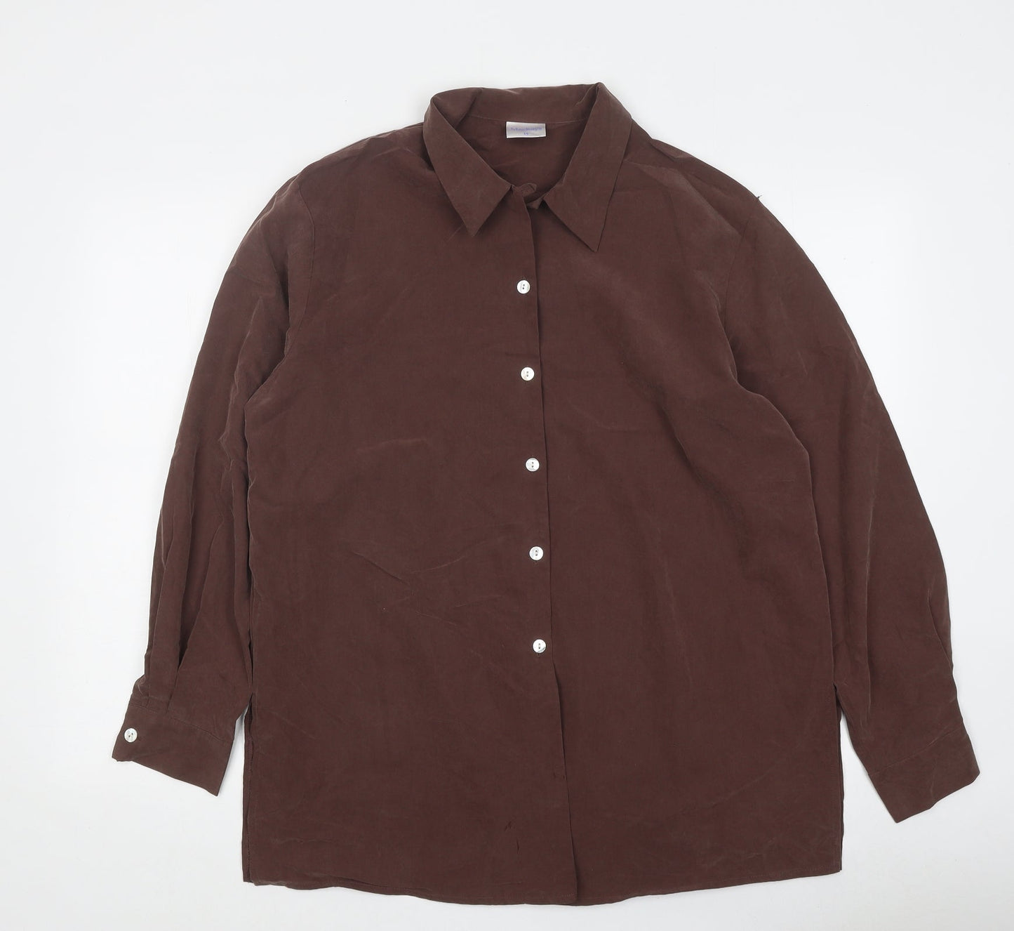 mackays Womens Brown Polyester Basic Button-Up Size 14 Collared