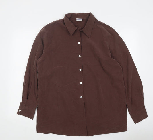 mackays Womens Brown Polyester Basic Button-Up Size 14 Collared