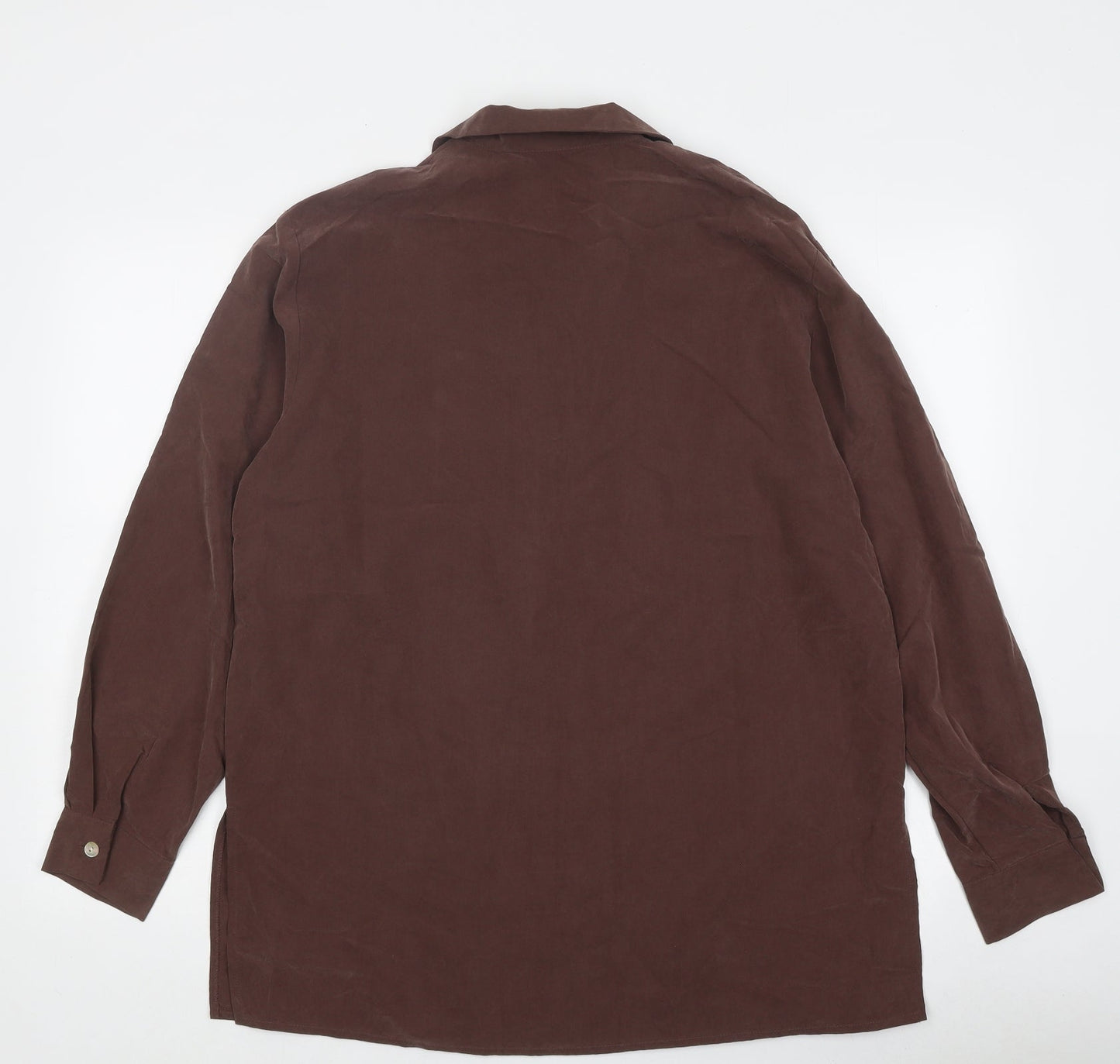 mackays Womens Brown Polyester Basic Button-Up Size 14 Collared