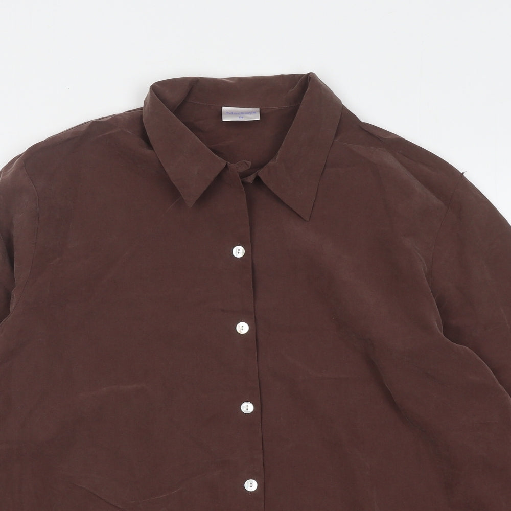 mackays Womens Brown Polyester Basic Button-Up Size 14 Collared