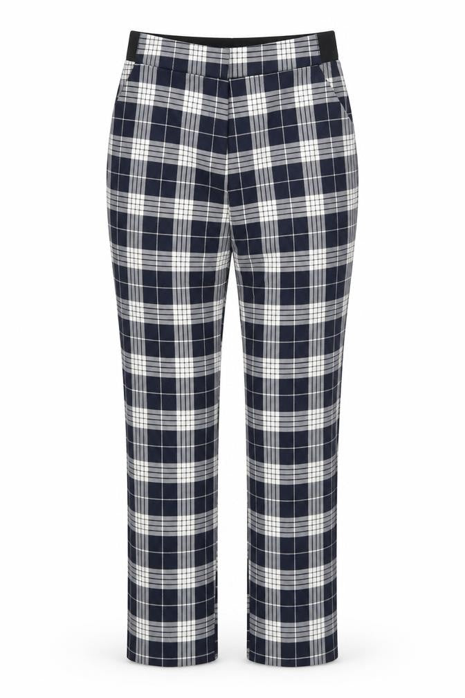Primark Womens Black Plaid Polyester Trousers Size 6 L35 in Regular Zip