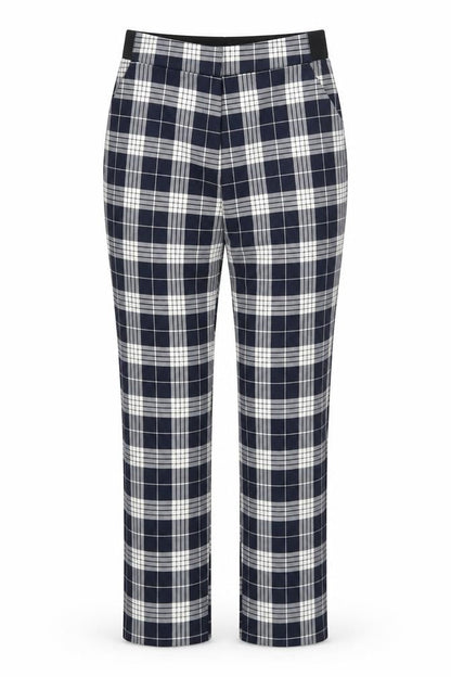 Primark Womens Black Plaid Polyester Trousers Size 6 L35 in Regular Zip