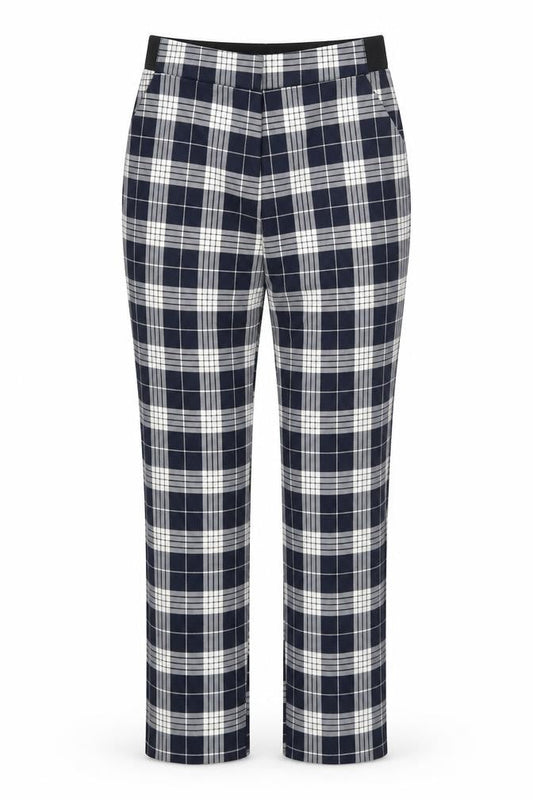 Primark Womens Black Plaid Polyester Trousers Size 6 L35 in Regular Zip