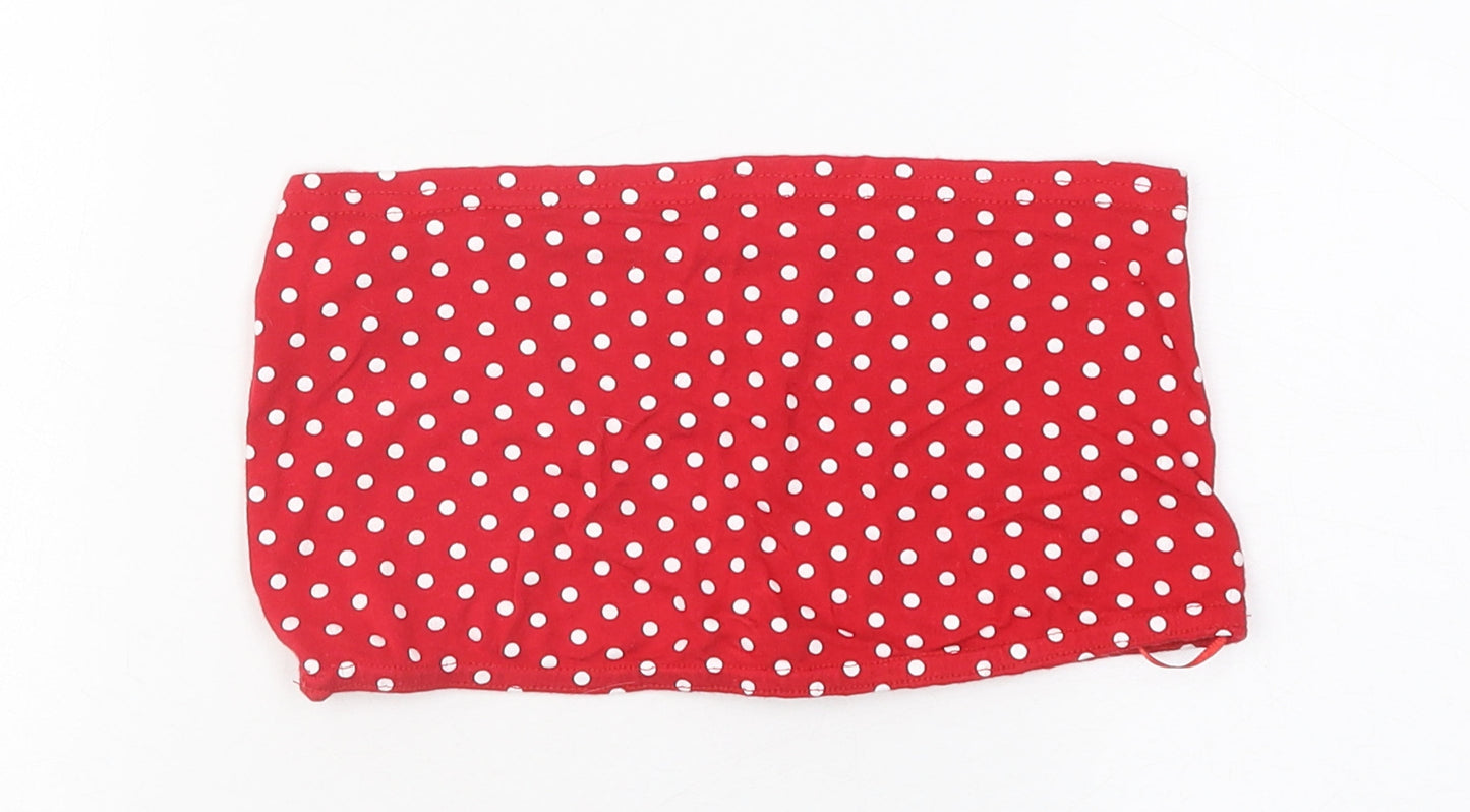 Missguided Womens Red Plaid Polyester Cropped Tank Size 8 Off the Shoulder - Boob Tube