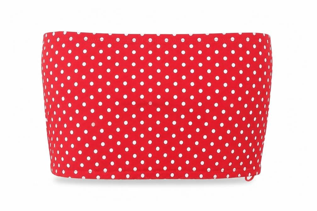 Missguided Womens Red Plaid Polyester Cropped Tank Size 8 Off the Shoulder - Boob Tube