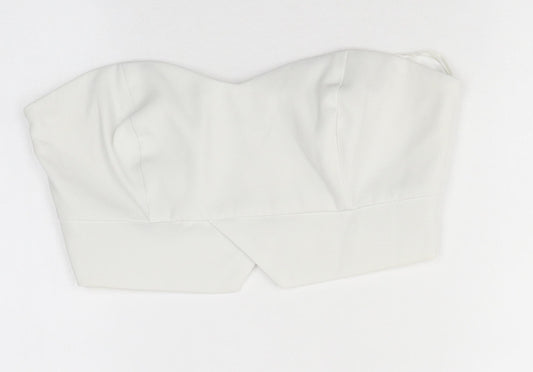 Topshop Womens White Polyester Cropped Blouse Size 8 Off the Shoulder