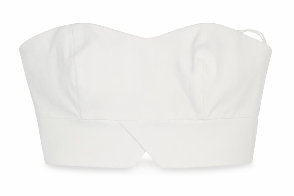 Topshop Womens White Polyester Cropped Blouse Size 8 Off the Shoulder