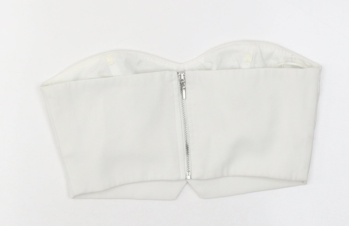 Topshop Womens White Polyester Cropped Blouse Size 8 Off the Shoulder