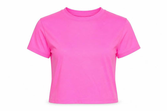 Preworn Womens Pink Polyester Cropped T-Shirt Size S Round Neck