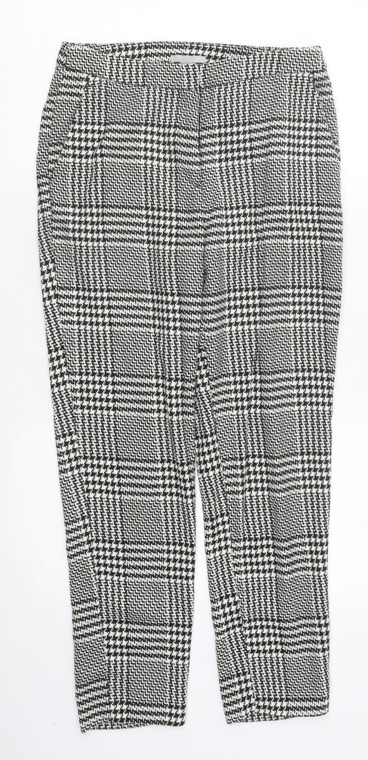 H&M Womens Multicoloured Plaid Polyester Trousers Size 4 L35 in Regular Hook & Loop