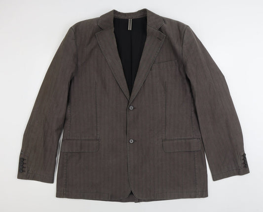 Preworn Mens Brown Polyester Jacket Suit Jacket Size 44