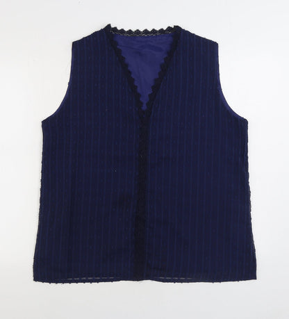 Preworn Womens Blue Polyester Basic Blouse Size XL V-Neck