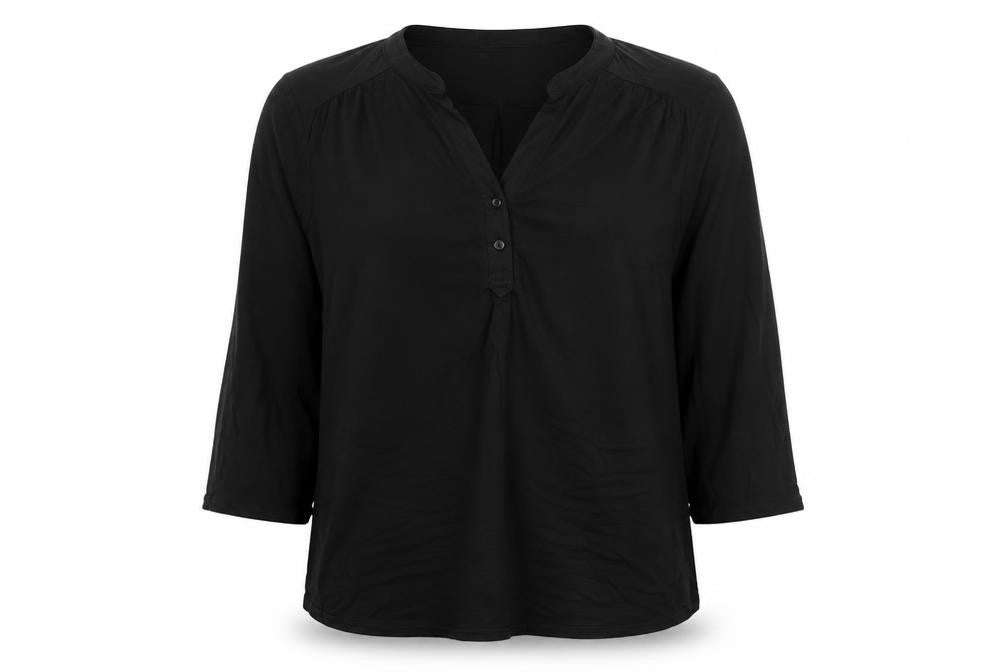 Cable & Gauge Womens Black Viscose Basic Blouse Size M Round Neck