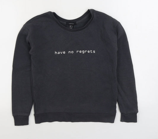 Primark Womens Grey Cotton Pullover Sweatshirt Size 4 Pullover - Have no regrets