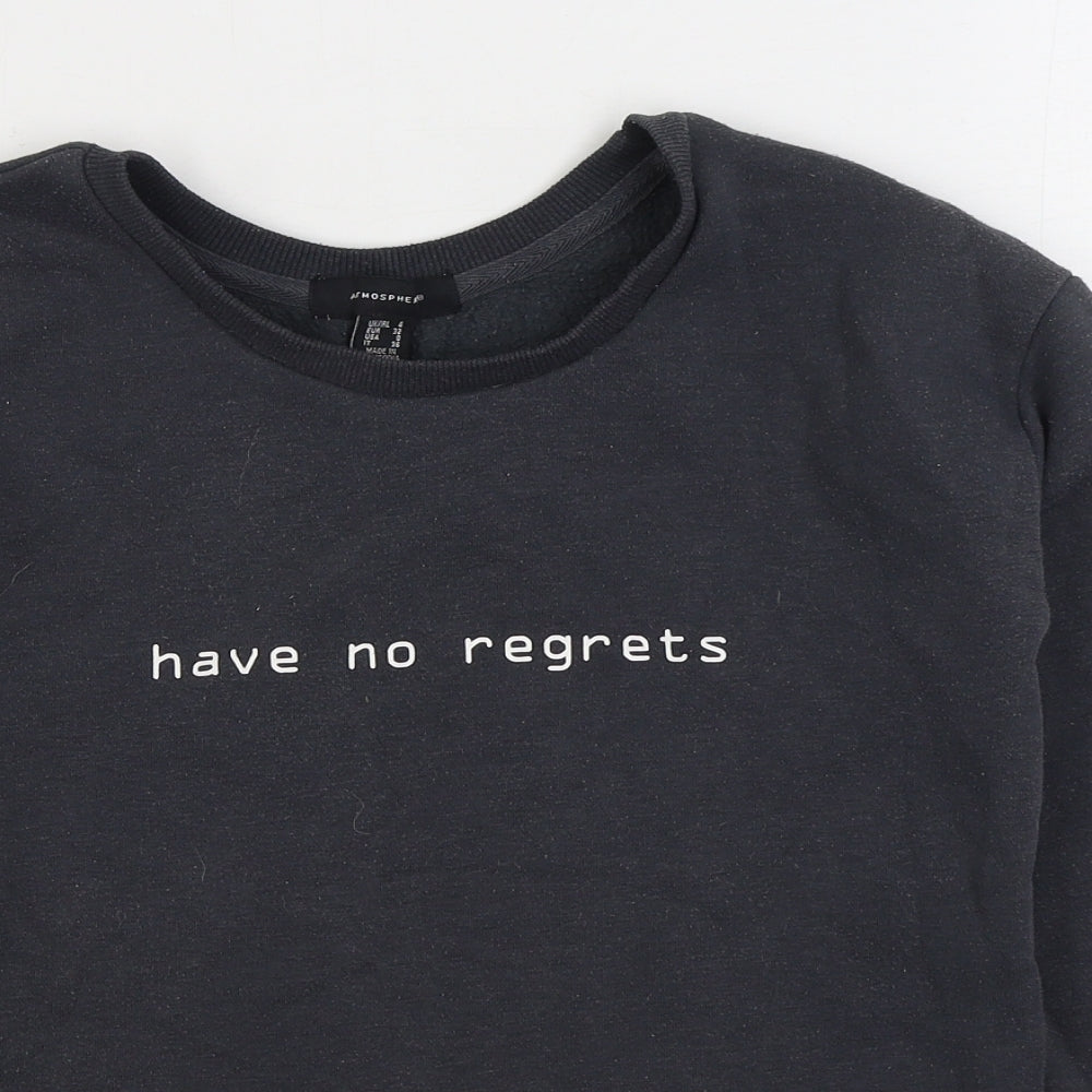 Primark Womens Grey Cotton Pullover Sweatshirt Size 4 Pullover - Have no regrets