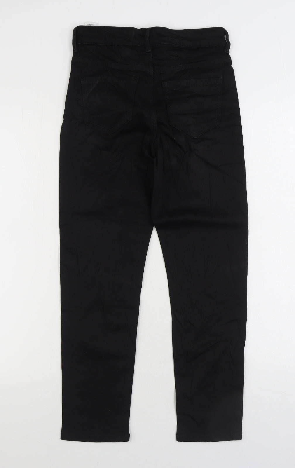 Marks and Spencer Womens Black Cotton Straight Jeans Size 8 L24 in Regular Zip