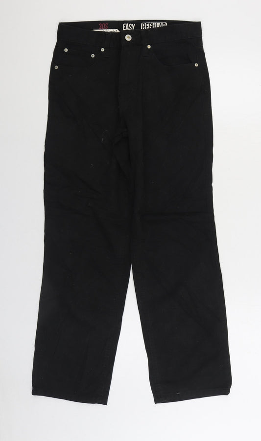 Easy Womens Black Cotton Straight Jeans Size 28 in L28 in Regular Zip