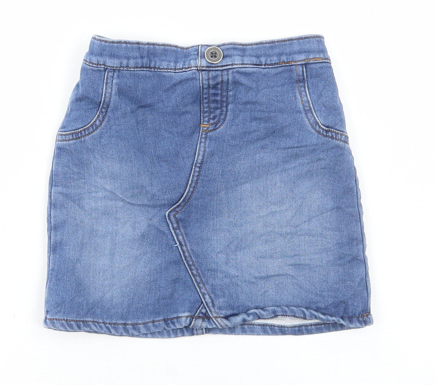NEXT Girls Blue Cotton A-Line Skirt Size 4-5 Years Regular Pull On